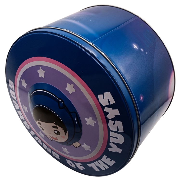 custom Decorative Design Metallic Round Customised Cookie Tin Packaging online