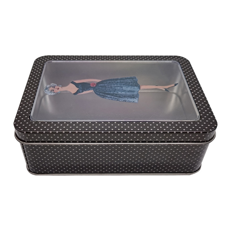 custom  Food Grade Tinplate Airtight Square Personalized Cookie Tins with Window online