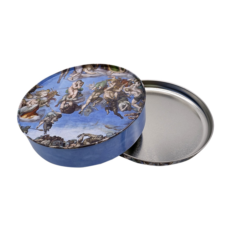 4Oz Biscuit Factory Customize Round Metal Tin Box Silver Candy