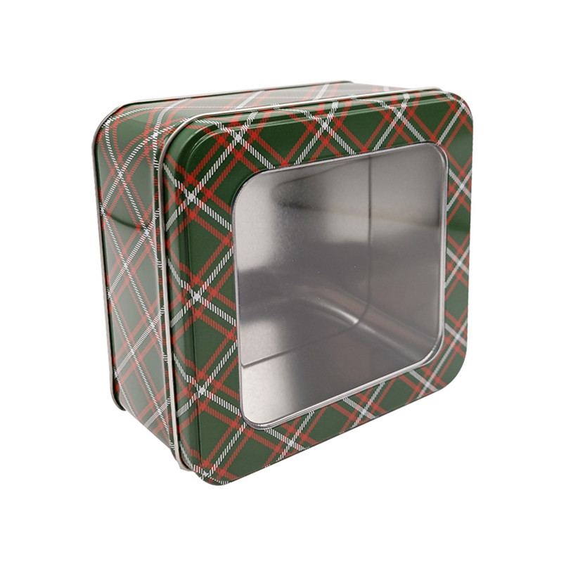 custom Classic Gift Package Tinplate Strong Sealing Square Tin Cookie Box with Window online