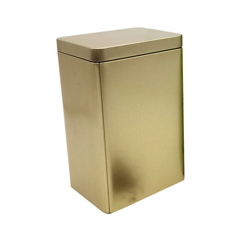 custom Eco Custom Printing High Strength Airtight Sealed Square Gold Tea Storage Tin Cans online
