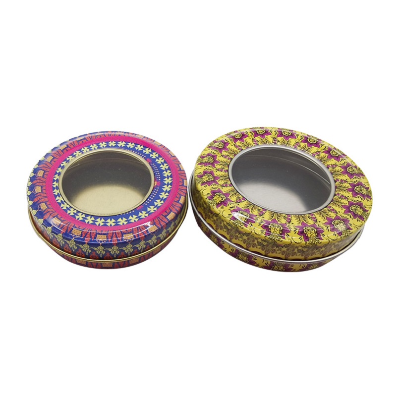custom Classic Food Safe Canister Lightweight Small Round Metal Tea Tin Can with Window online