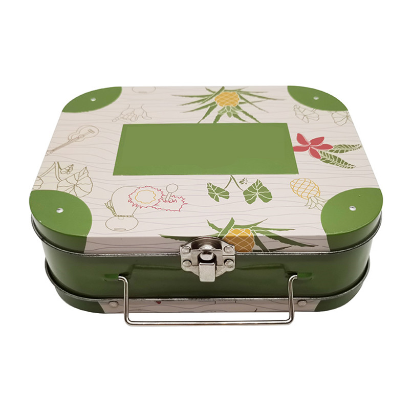 custom Portable Tinplate Large Capacity Custom Child Proof Tin Box with Lock and Handle online