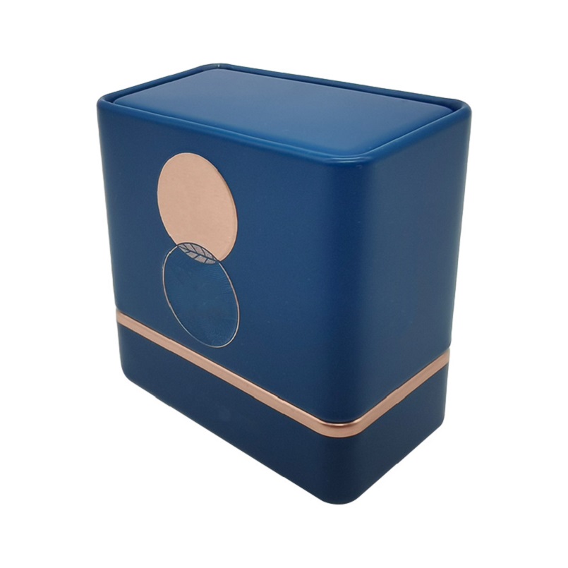 custom Food Grade Material Matte Printing Blue Rectangle Metal Tea Tin Packaging Box online