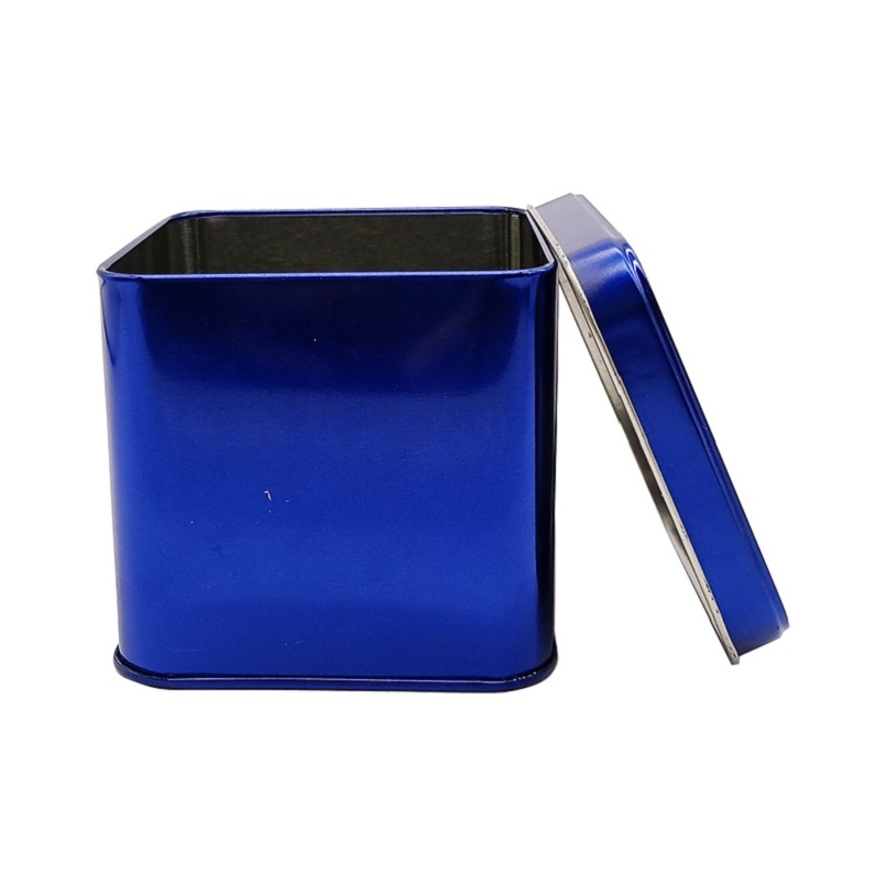 OEM Fashionable Blue Color Recycled Food Safe Metal Cookie Small Square Tin Box