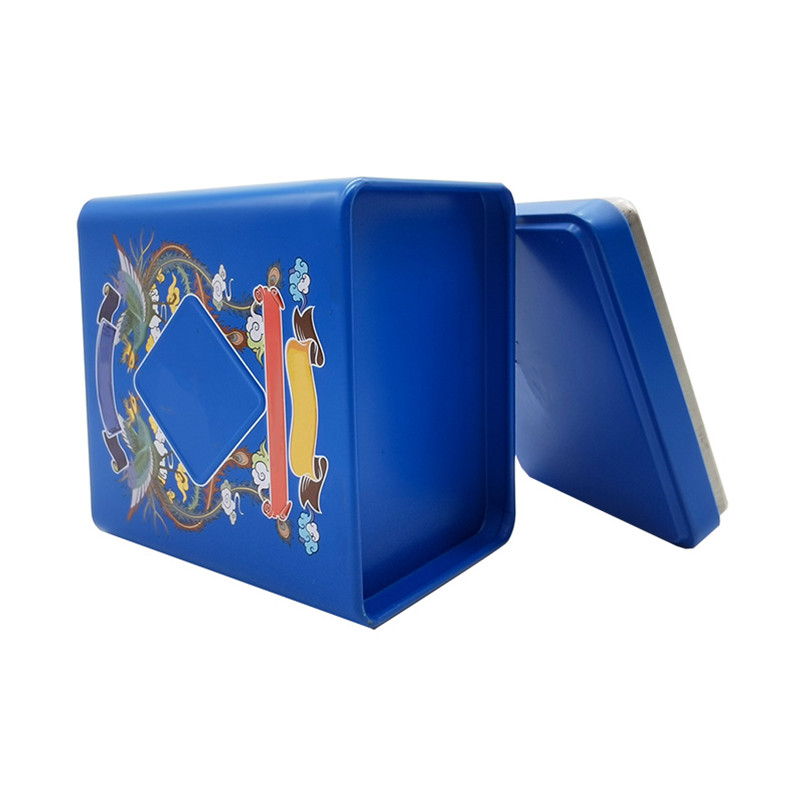 good quality Food Grade Container Custom Size Airtight Blue Rectangular Metal Tin Can for Tea wholesale