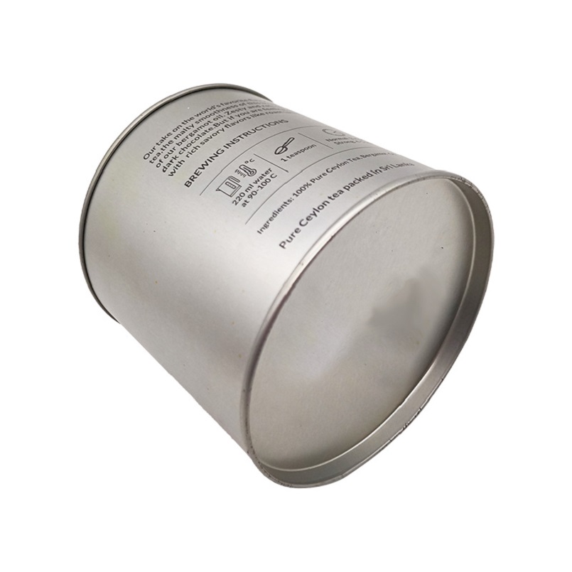 Recycled Tinplate Custom Round Container Fashionable Silver Tin Cans Coffee