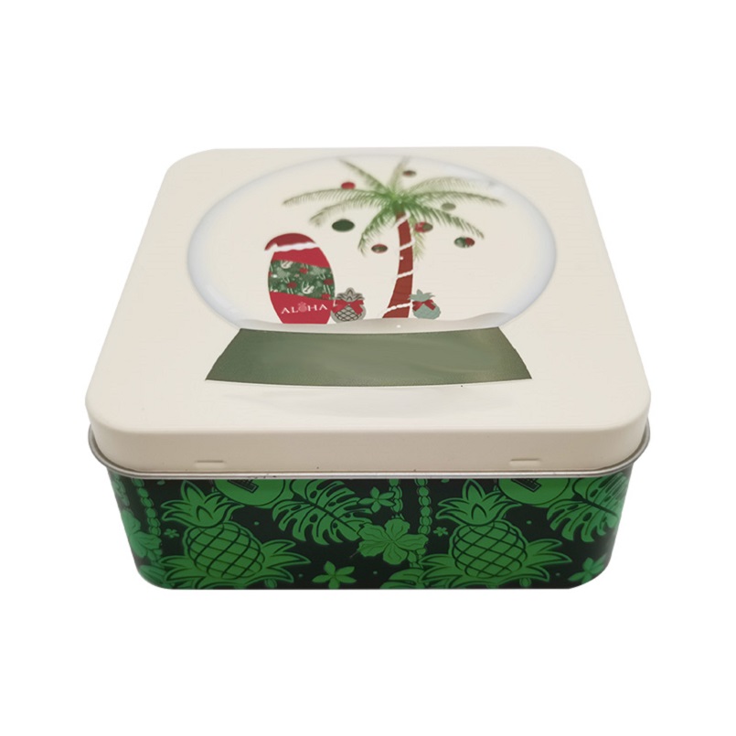 Airtight Decorative Printed Square Tin Metal Packing Box for Bakery Cookies